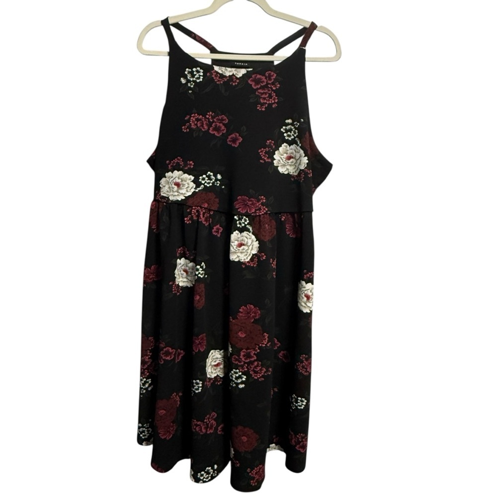 Torrid Floral Waffle Skater Dress Size 2 2X Dark Romance Whimsigoth Stretch